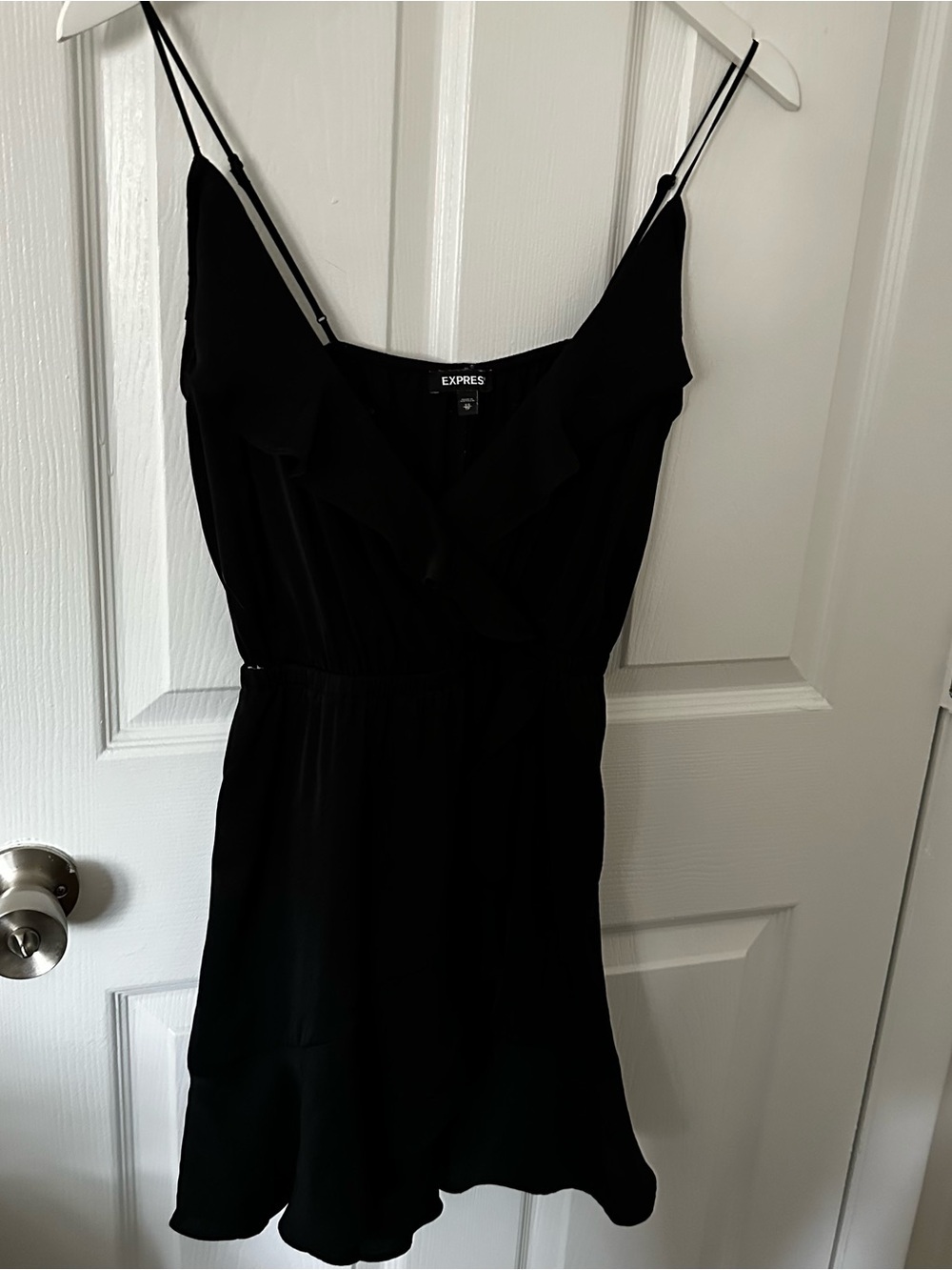 Black Ruffle Front Mini Dress